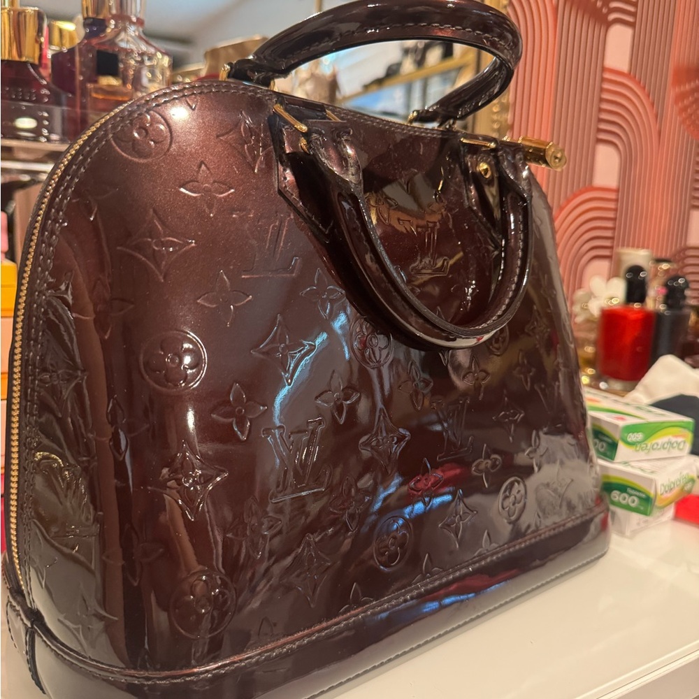 Louis Vuitton Burgundy Patent Leather Handbag
